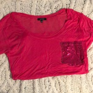 XS Express Pink Short Sleeve with sequin pocket